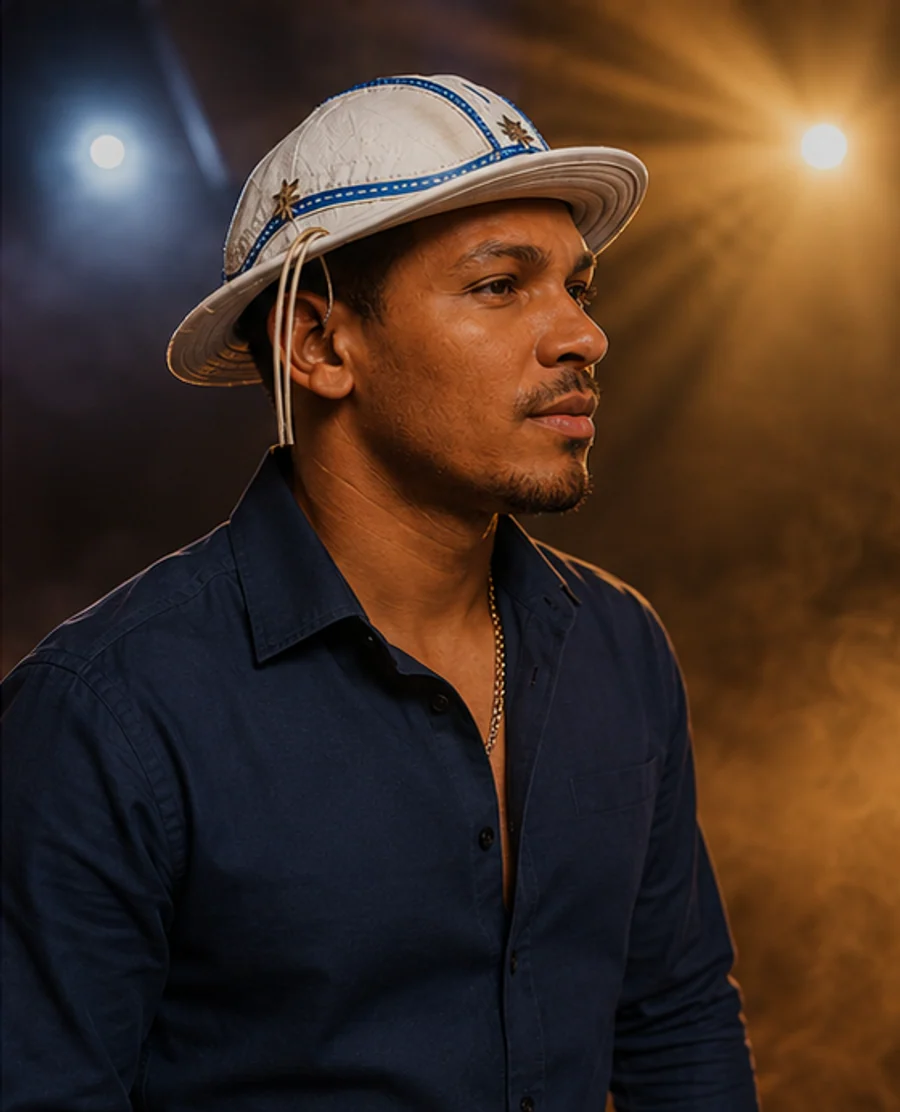 Retrato de Dõum com camisa azul